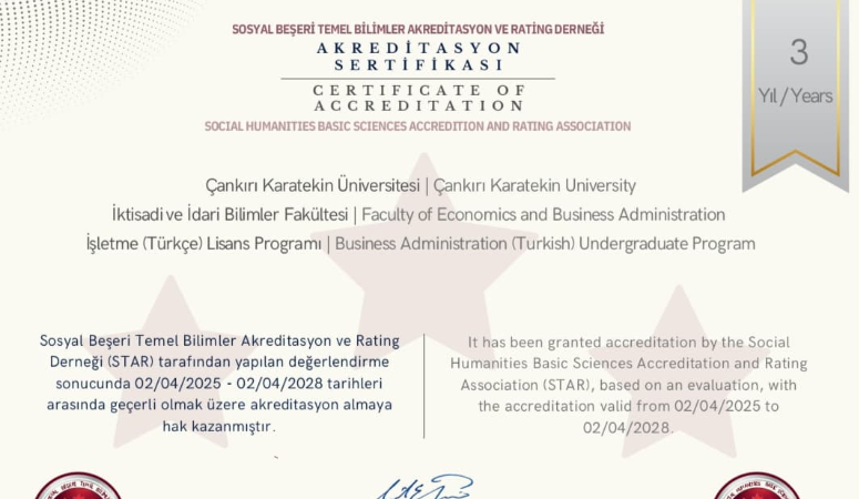 Çankırı Karatekin Üniversitesi İktisadi ve İdari Bilimler Fakültesi, İşletme Bölümü,