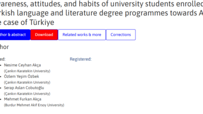 Öğretim Üyelerimizin “YAPAY ZEKÂ VE EDEBİYAT” Alanındaki Çalışması 14 Ocak