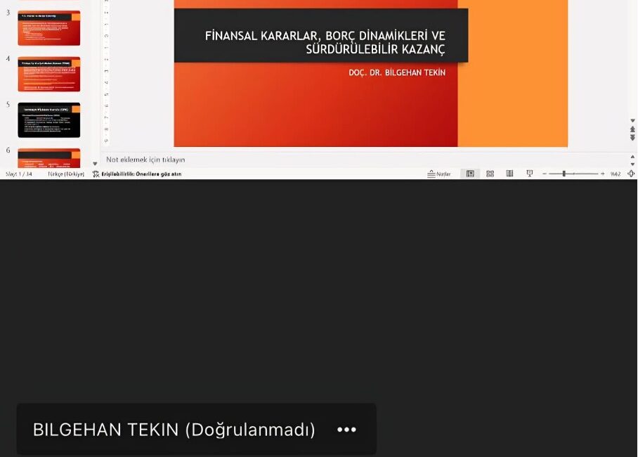 İşletme bölümü öğretim üyesi Doç. Dr. Bilgehan Tekin Finansal Kararlar,